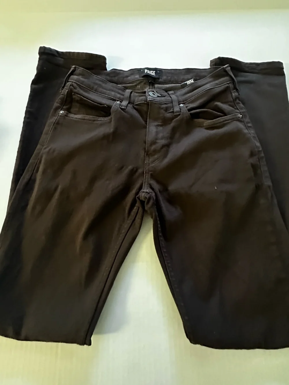 PAIGE Men’s dark brown Slim Fit Cotton Pants